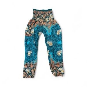Earthbound Trading Co. Harem Balloon Pants Small smocked Jogger Festival tribal